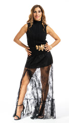 Maglietta smanicata treccia colore nero