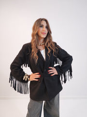 Giacca suede scamosciata con frange