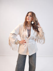 Giacca suede scamosciata con frange