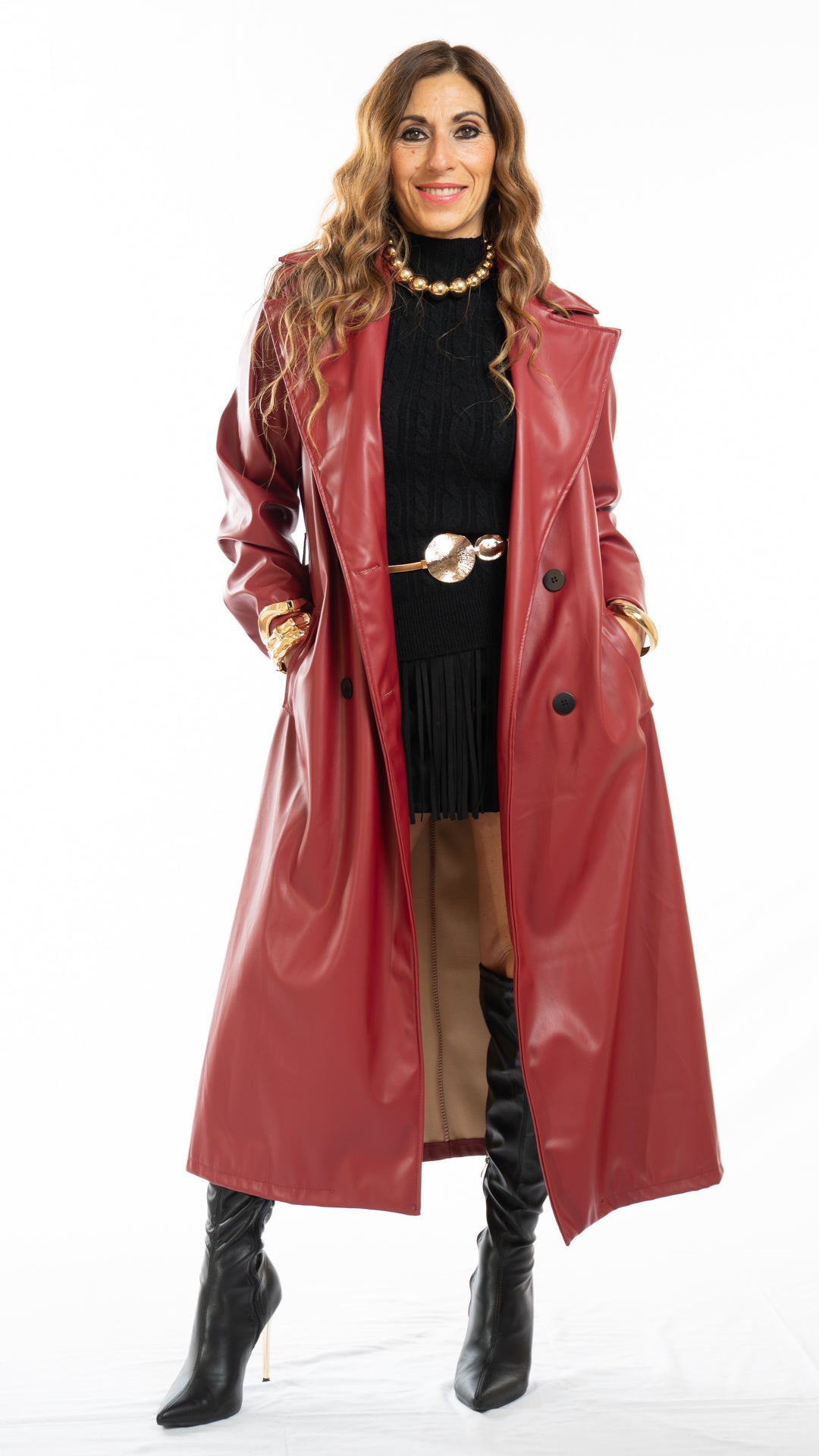 Trench Casablanca ecopelle lungo colore bordeaux
