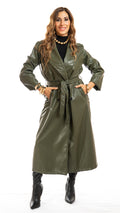 Trench Casablanca ecopelle lungo colore verde oliva