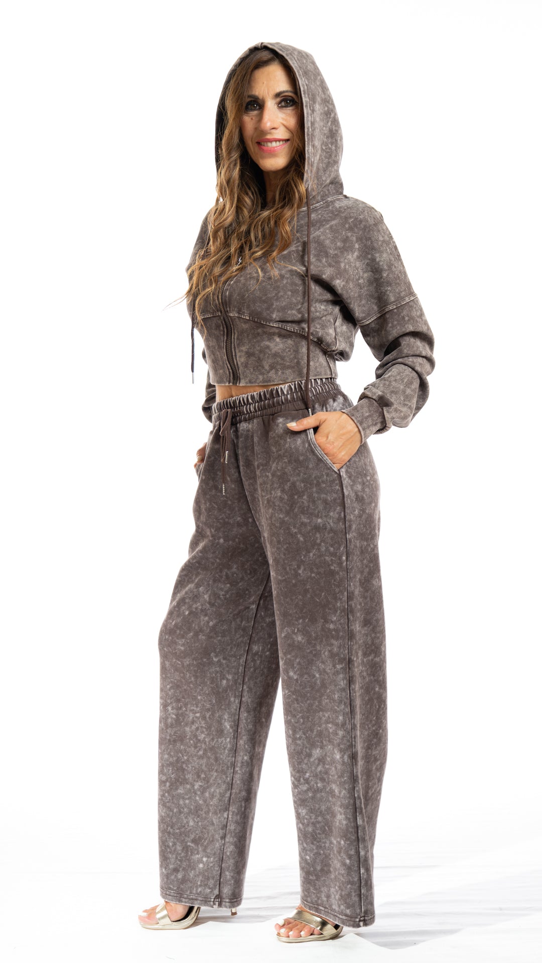 Completo tuta crop colore nocciola