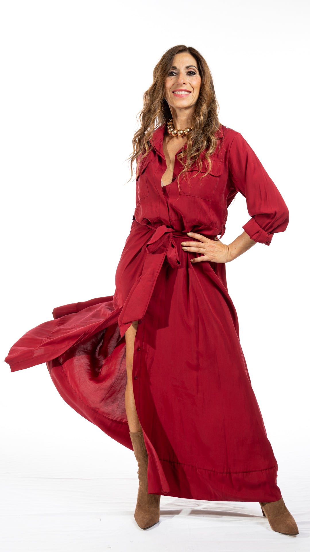 Abito-chemisier Paris Rosso bordeaux