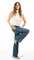 Maglioncino smanicato treccia colore panna