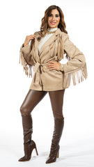 Giacca in suede camoscio con frange