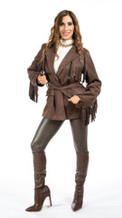 Giacca in suede camoscio con frange