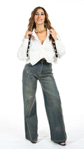 Camicetta crop in cotone colore bianco