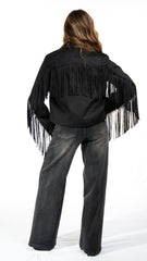 Giacca in suede camoscio con frange Lúmina