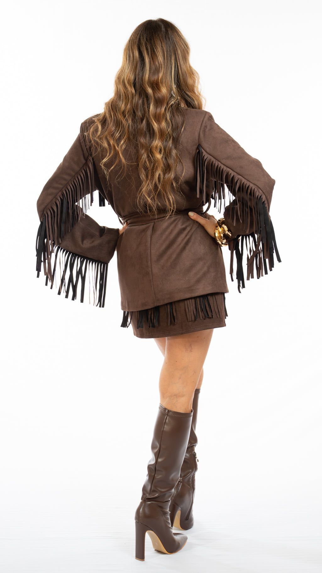 Giacca in suede camoscio con frange