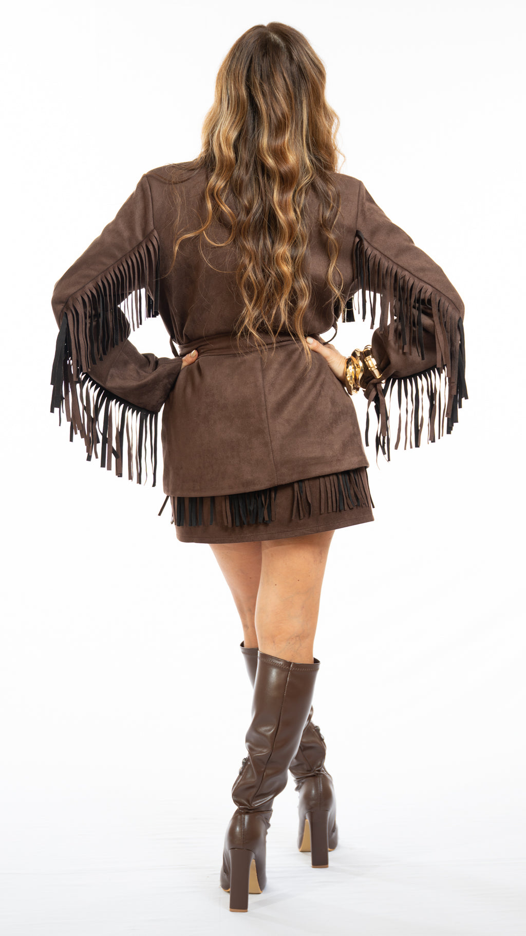 Giacca in suede camoscio con frange