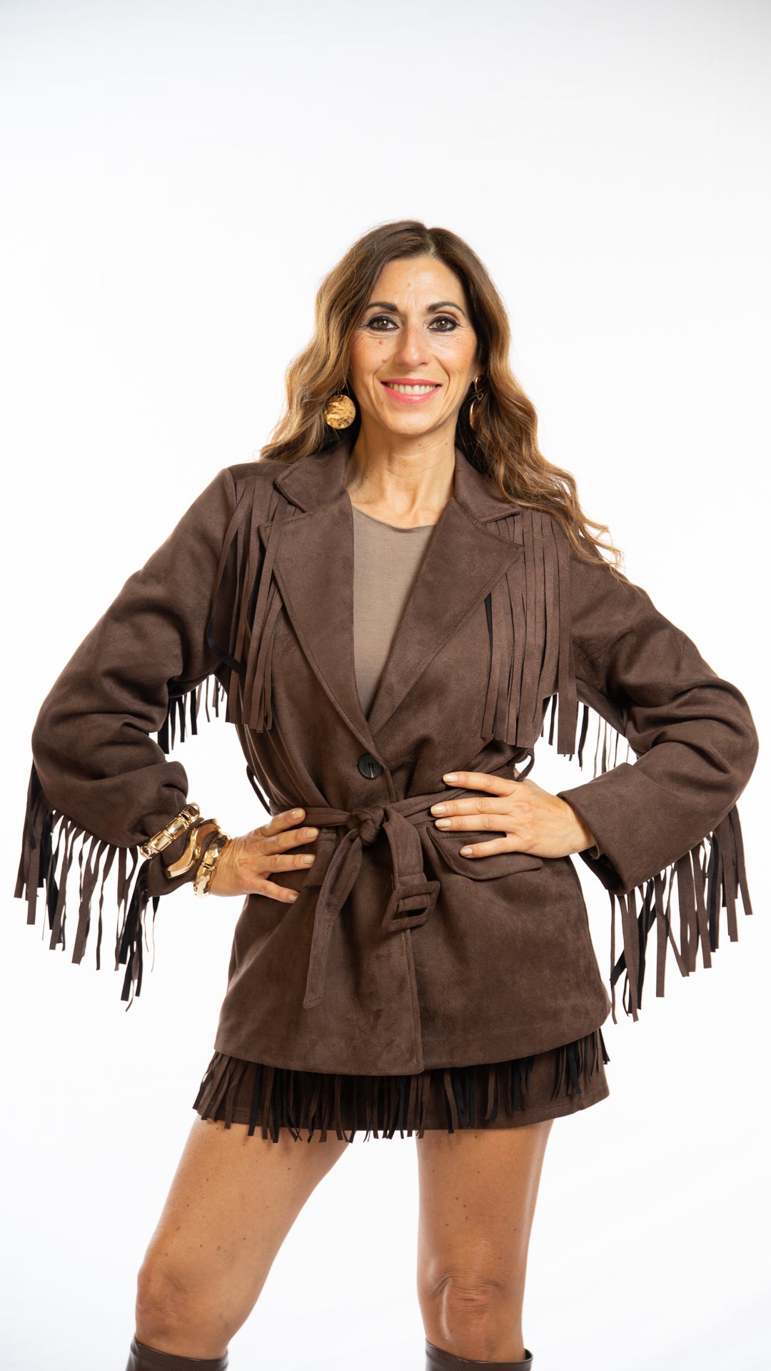 Giacca in suede camoscio con frange