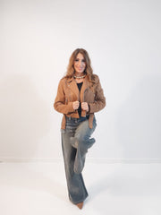 Giacca Chiodo scamosciata corta