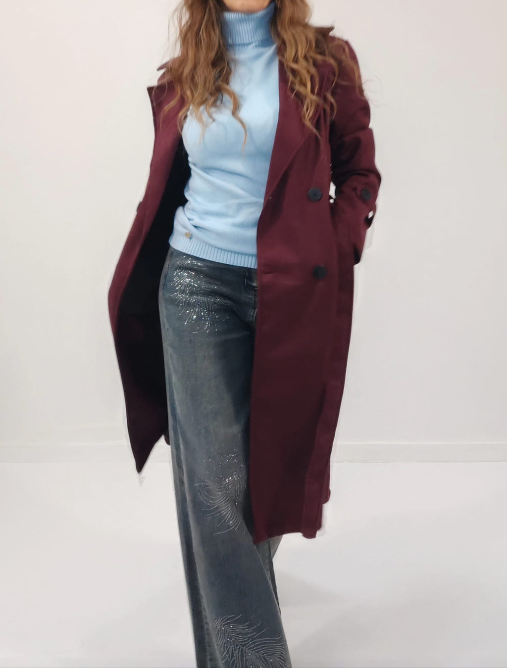 Cappotto in suede scamosciato Bordeaux