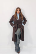 Cappotto in suede scamosciato Marrone