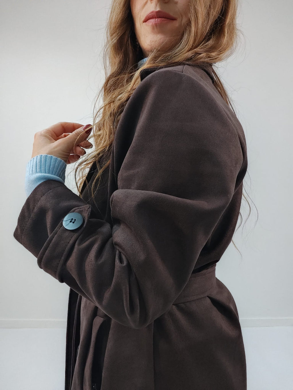 Cappotto in suede scamosciato Marrone