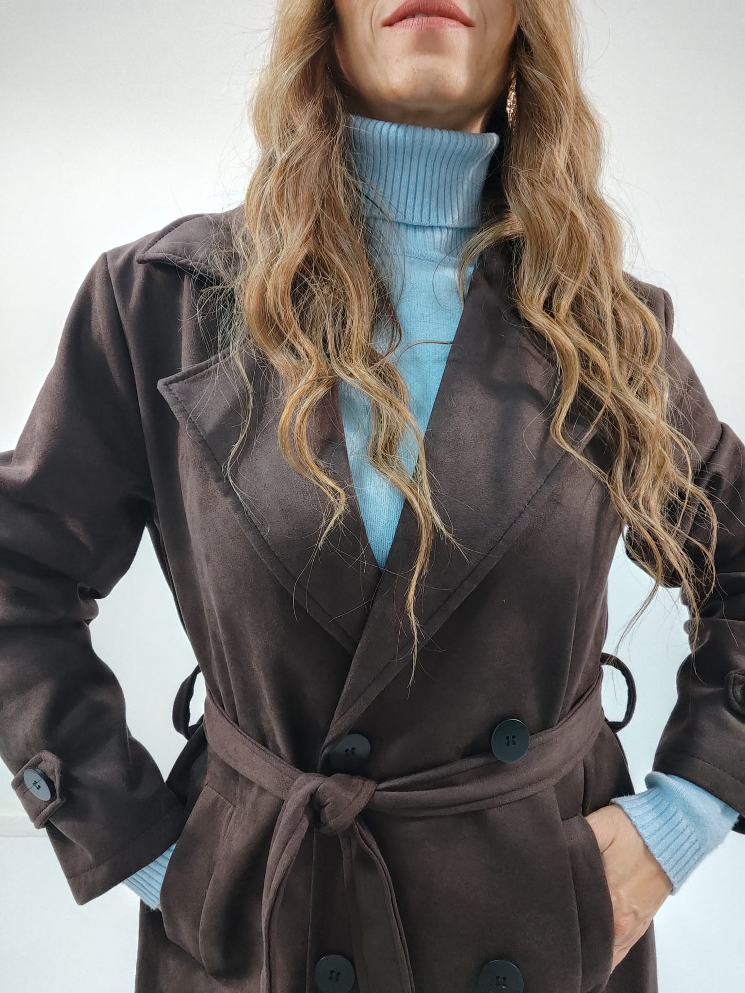 Cappotto in suede scamosciato Marrone