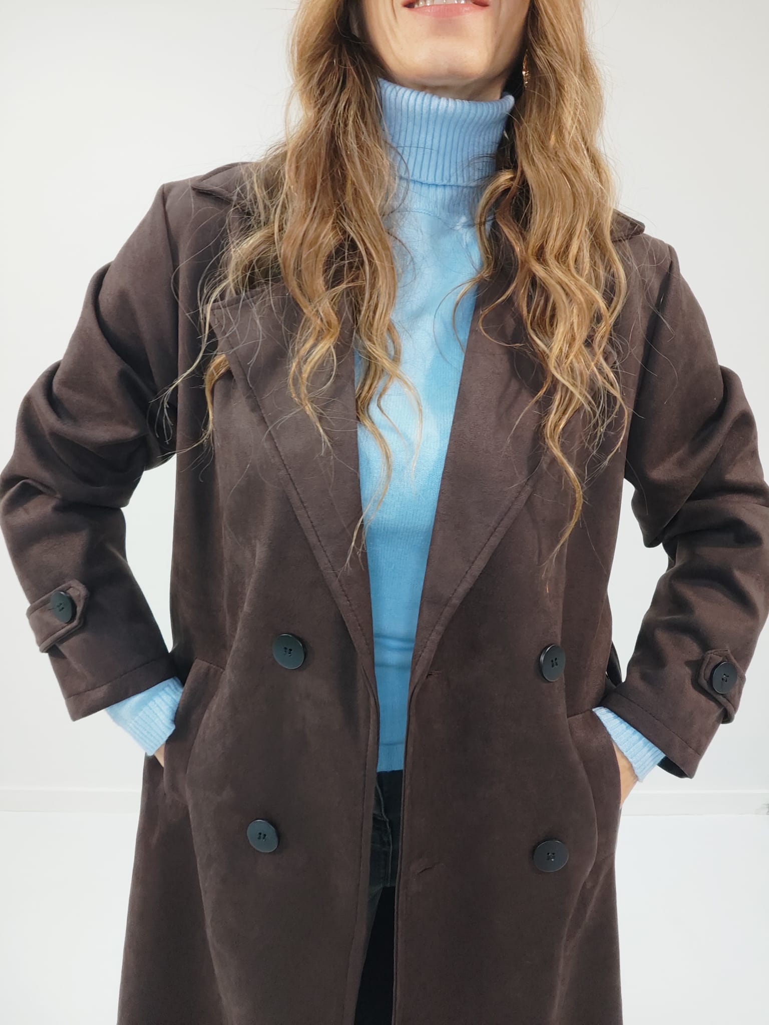 Cappotto in suede scamosciato Marrone