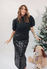 Gonna lunga paillettes nera