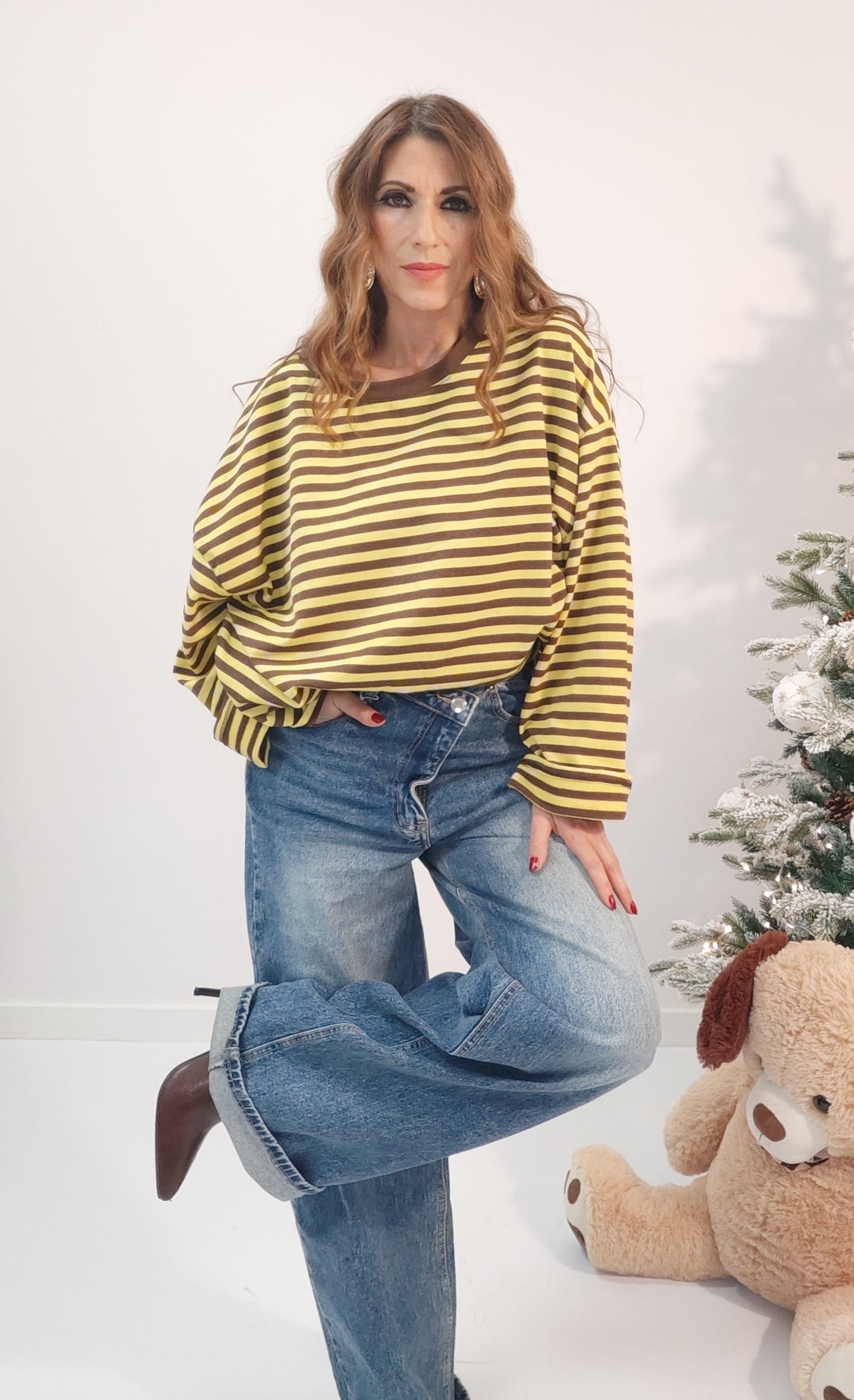 Jeans chiusura asimmetrica denim azzurro