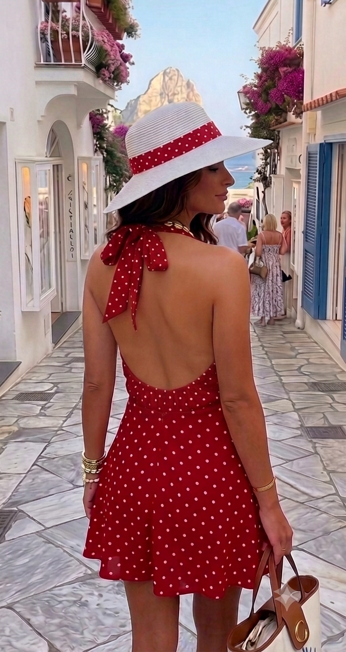 Abito Capri a pois Rosso