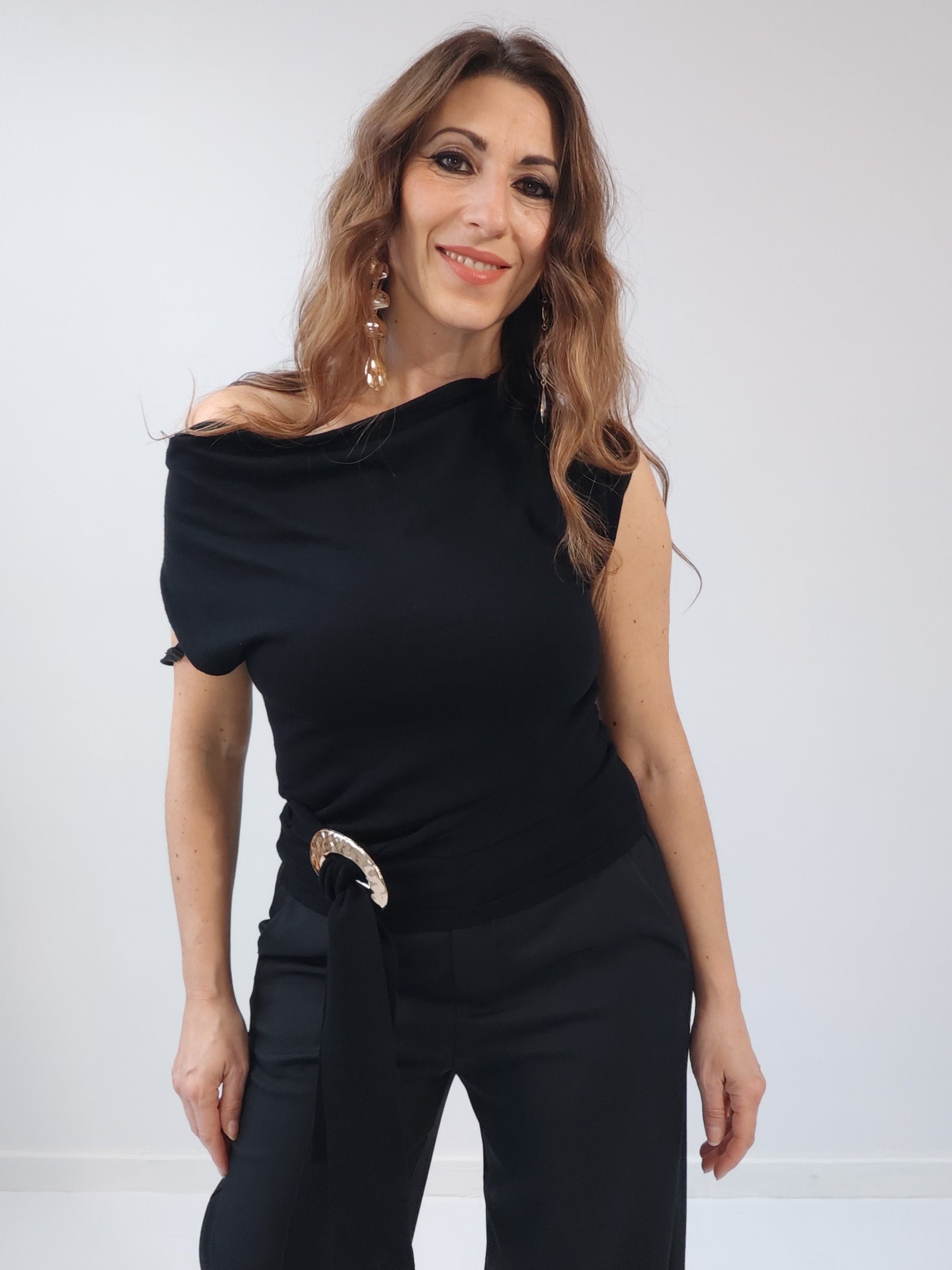 Blusa in maglina Josephine Nera