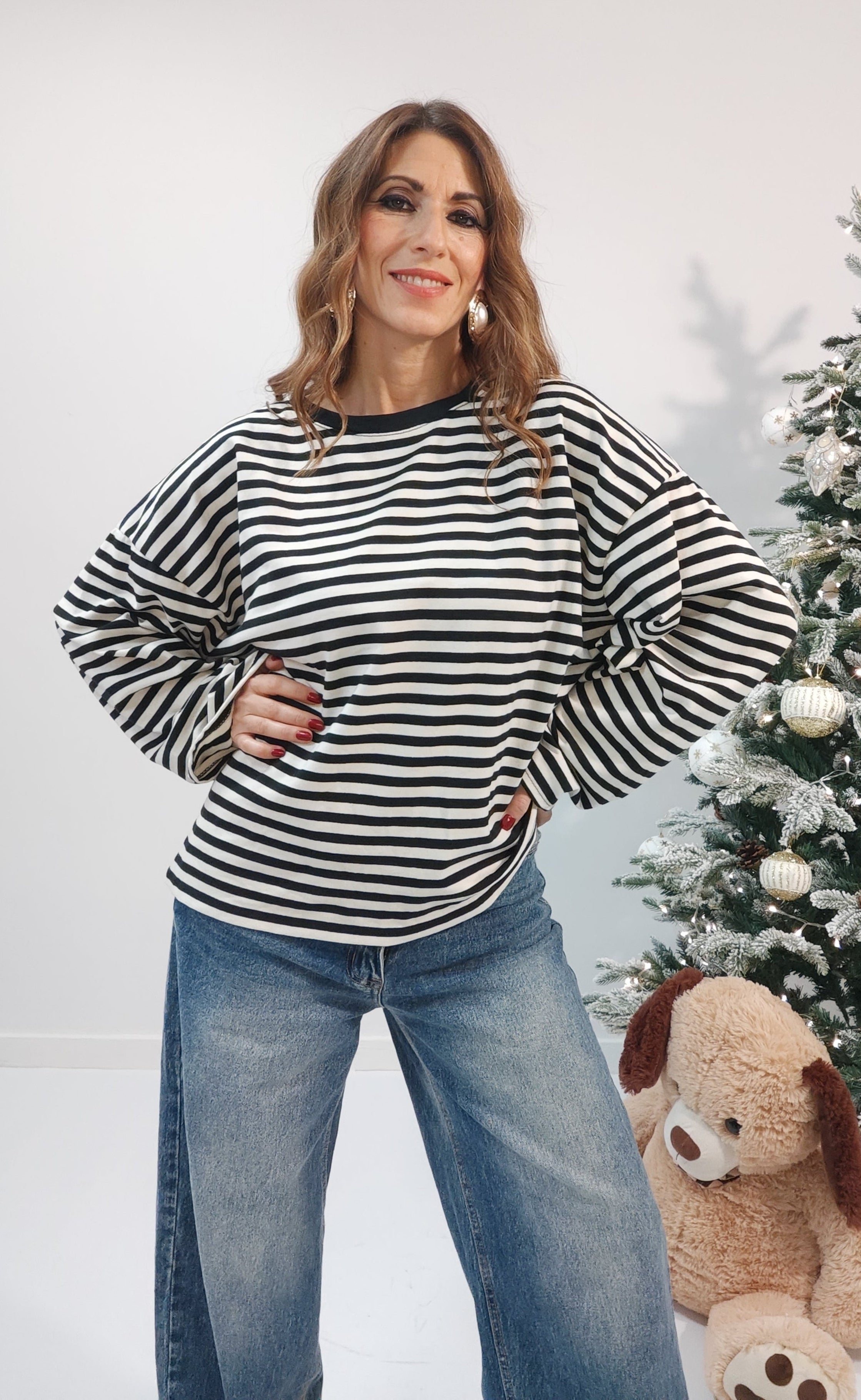 Maglia Viral a righe, fondo bianco con righe nere