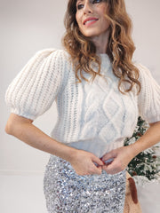 Pull panna maniche a palloncino