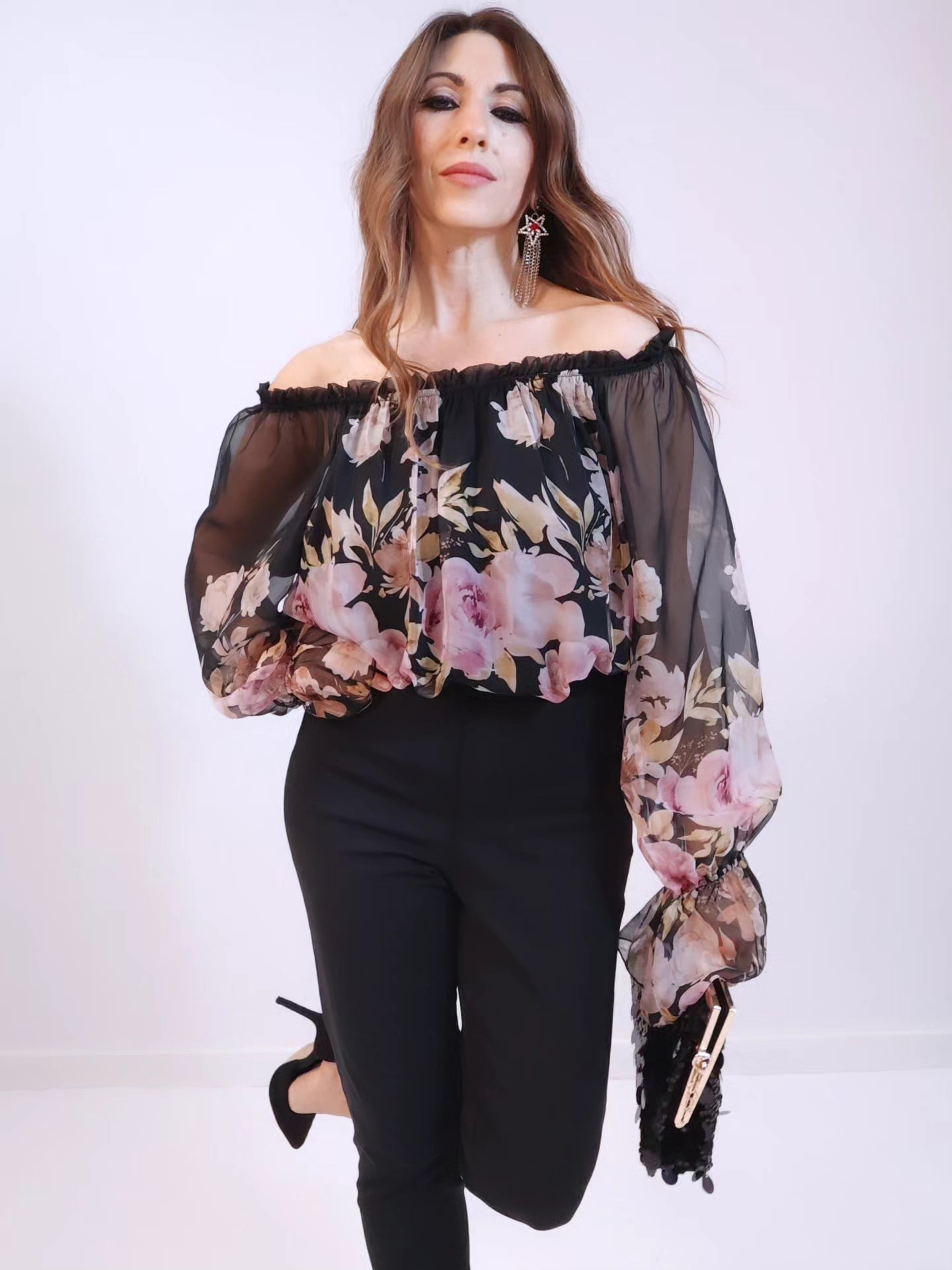 Camicia Flora Nera