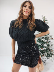 Pull nero maniche a palloncino