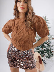 Pull ruggine maniche a palloncino