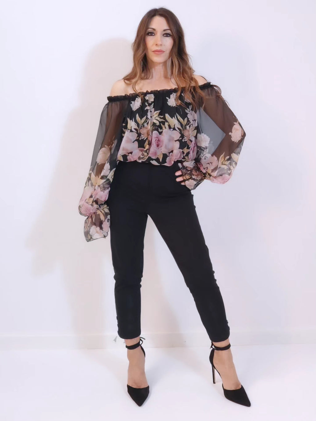Camicia Flora Nera