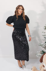 Gonna lunga paillettes nera