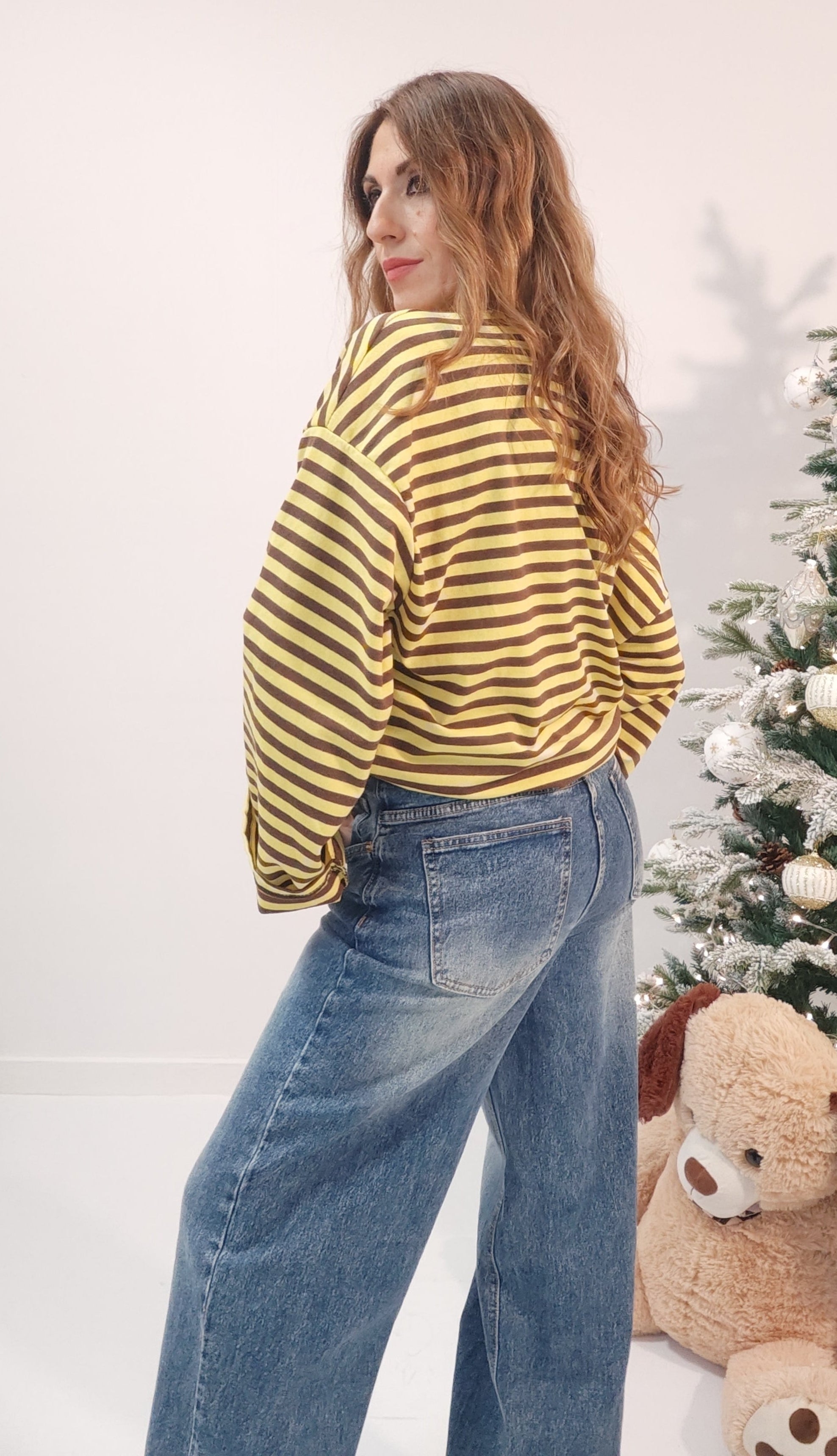 Jeans chiusura asimmetrica denim azzurro