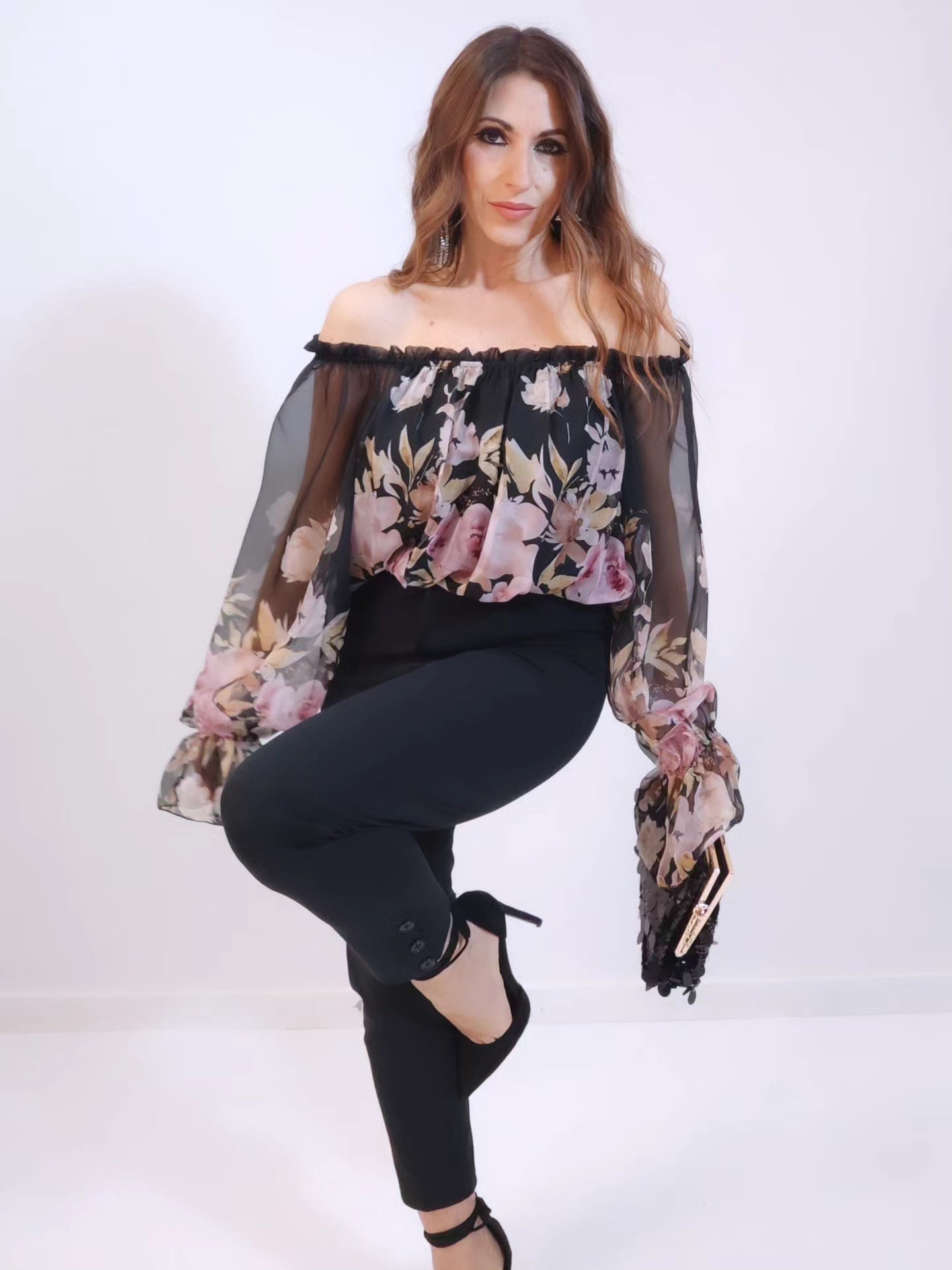 Camicia Flora Nera