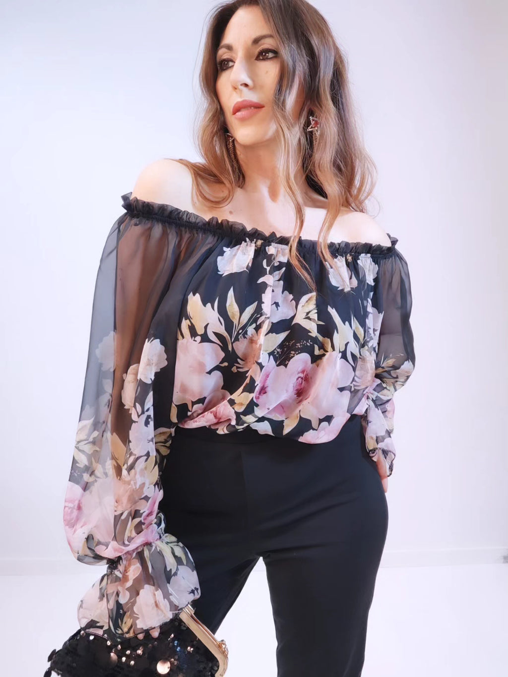 Camicia Flora Nera