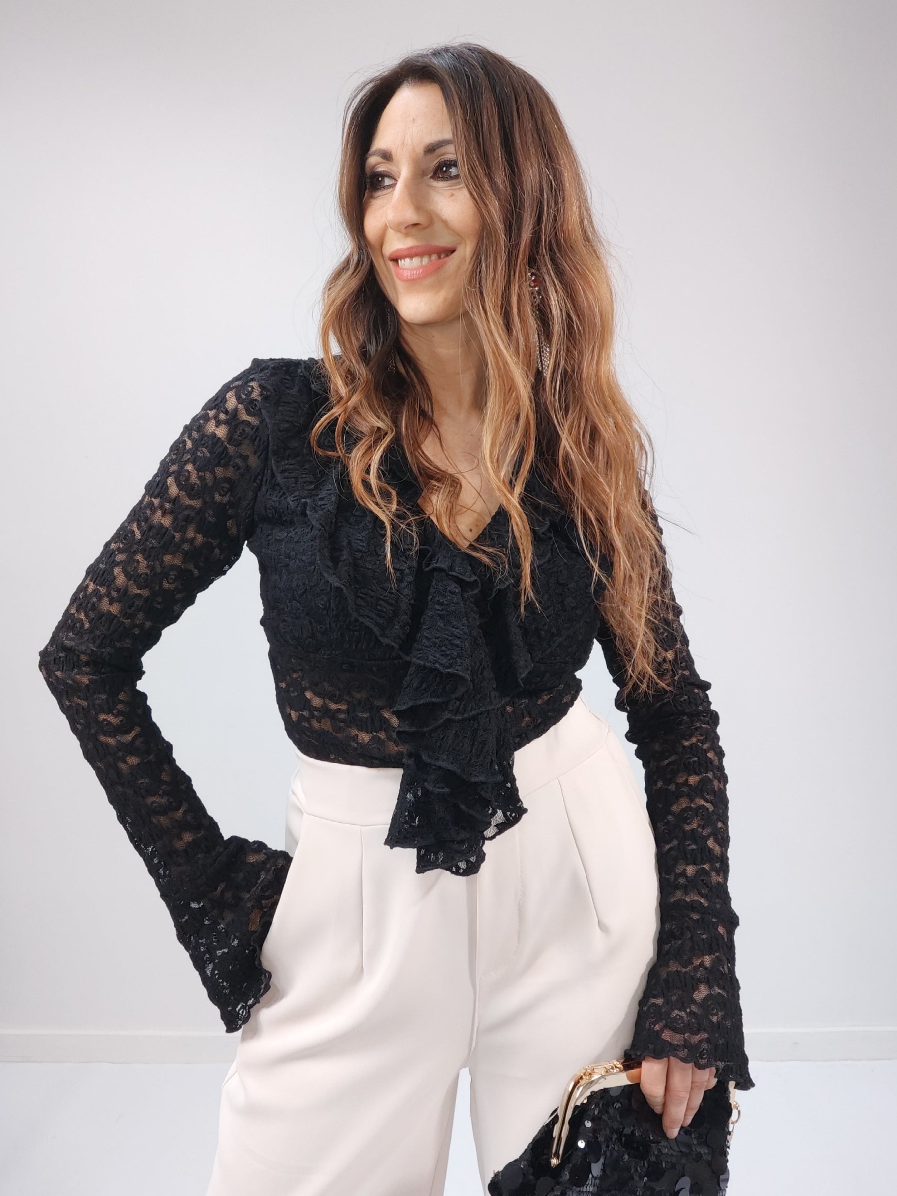 Top in pizzo Sevilla Nero